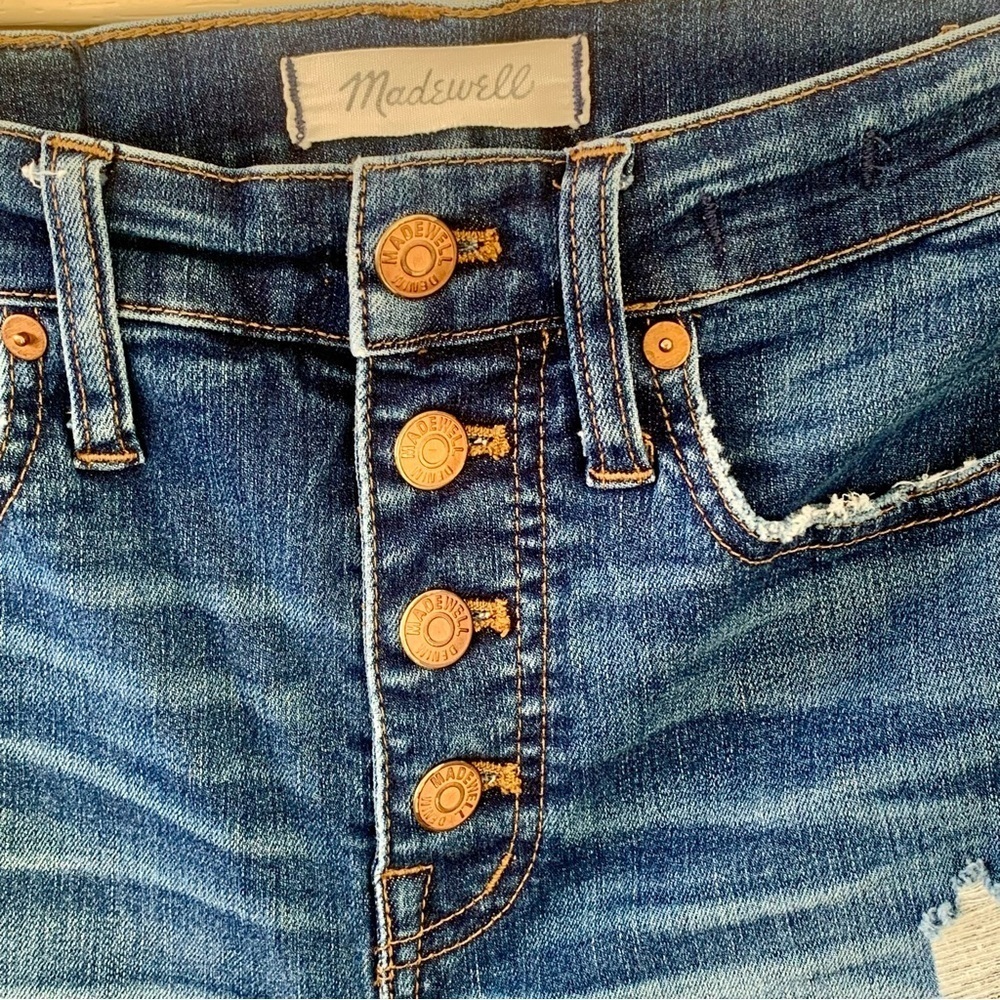 Madewell High-Rise Skinny Jeans: Drop-Hem Edition distressed Size 25 Dark wash - Picture 5 of 8